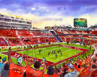 Doak Campbell Stadium Watercolor Prints