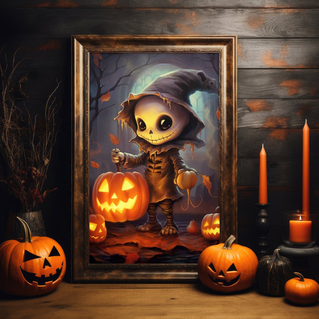 Cute Skeleton Printable Art, Skeleton Wearing a Costume, Halloween Wall ...