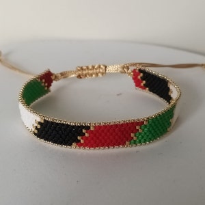 Palestinian flag colors miyuki bead bracelet. unisex bracelet Peace friendship armband