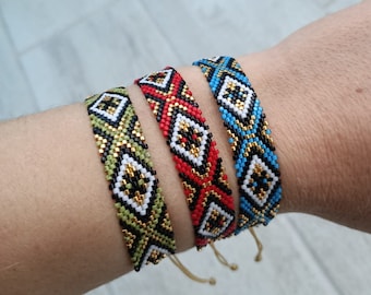 Miyuki Beaded Bracelet: Adjustable Macrame Knot Wristband