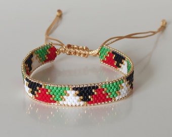 Palestinian flag colors miyuki bead bracelet. unisex bracelet Peace friendship armband