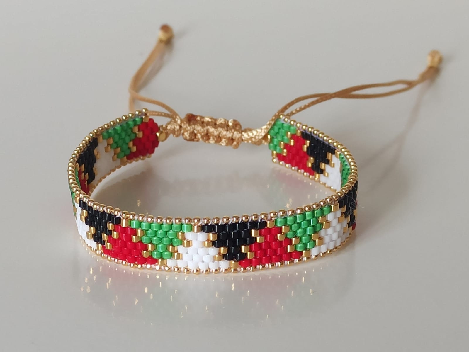 Palestinian Flag Colors Miyuki Bead Bracelet. Unisex