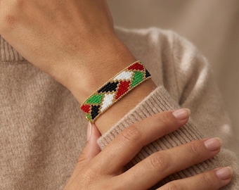 Miyuki bead bracelets in Palestine colors. Free Palestine