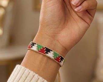 Palestine flag colors miyuki bead bracelet. unisex bracelet Peace friendship armband