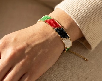 Palestine flag colors miyuki bead bracelet. unisex bracelet Peace friendship armband