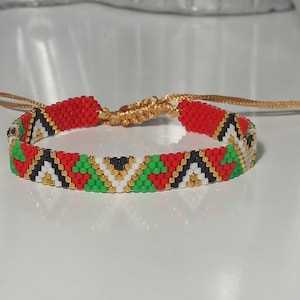 Palestine colors ethnic pattern, adjustable bracelet. Mother&#39;s day gift
