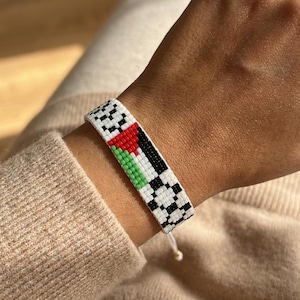 Palestine flag bracelet. Adjustable unisex bracelet image 1