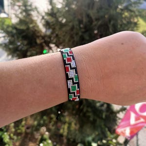 Miyuki beaded Palestine bracelet. Unisex bracelet. Adjustable bracelet