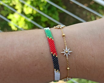 Palestine Flag Miyuki Bead Bracelet: Unisex Peace Armband