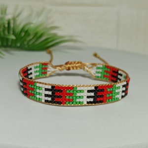 Palestine flag colors bead woven bracelet. Free Palestine