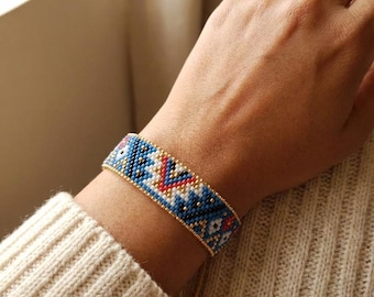 Miyuki Beaded Bracelet: Handwoven Ethnic Design with Gold Detail