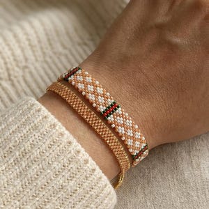 Handwoven Miyuki Bead Bracelet: Adjustable Slide Lock