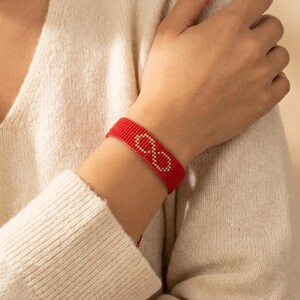 Pulsera de cuentas rojas Miyuki: Amor infinito tejido en telar, regalo de San Valentín