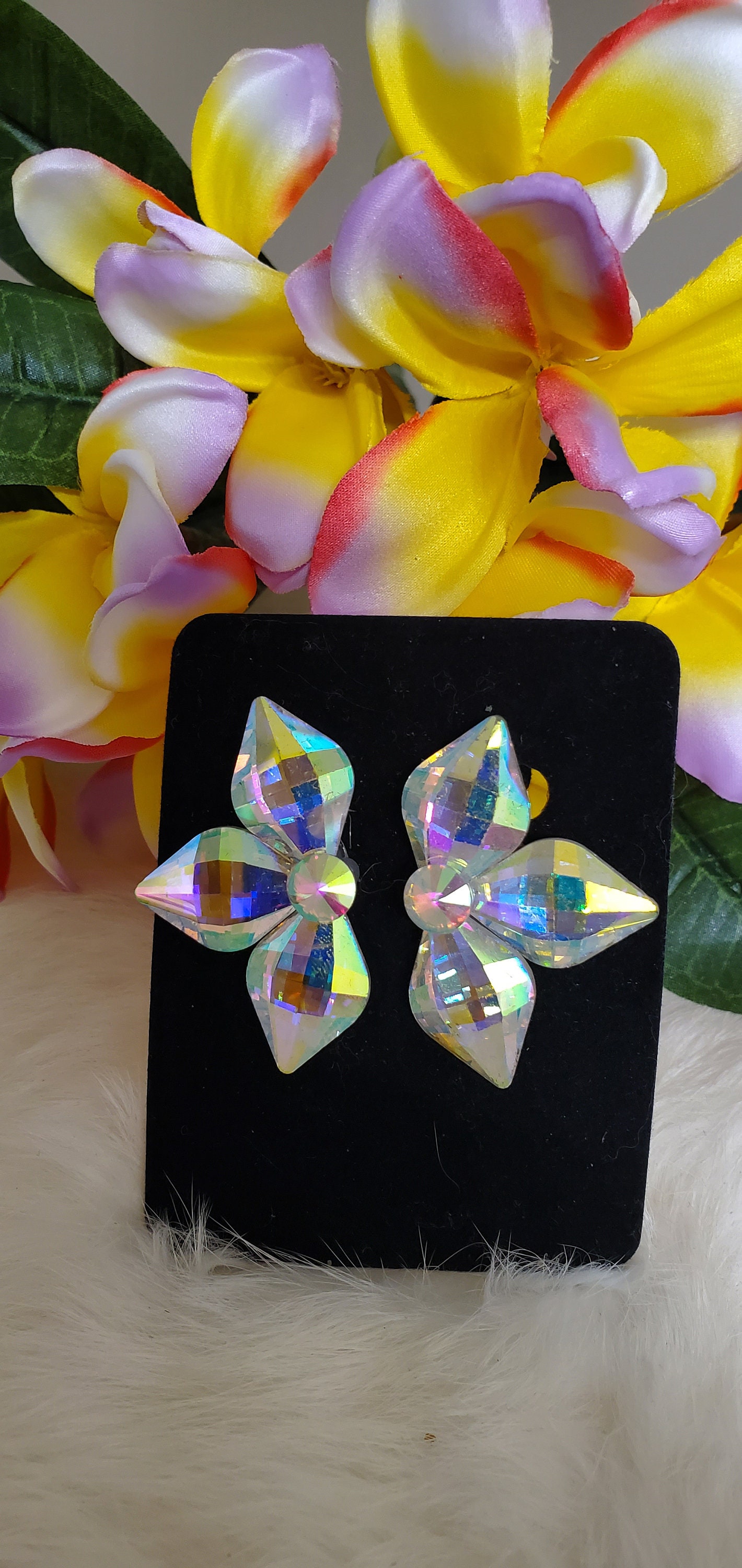 Earrings, Sunflower and Crystal AB Rhinestones – Euro Glam Dance Boutique