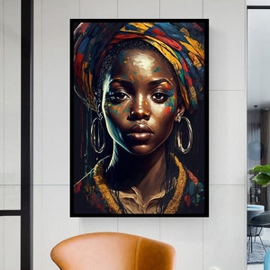 African Woman Wall Art ,African Woman Canvas Print,African American Home Decor ,African Wall Decor ,Black Woman Makeup Home Decor