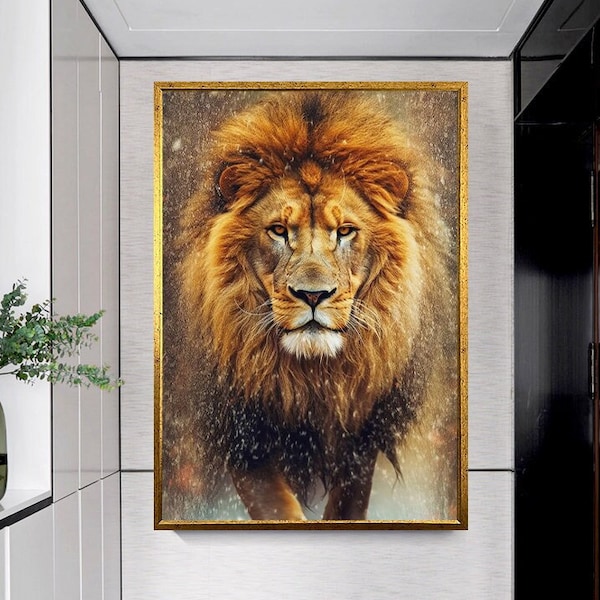 Lion Wall Art, Lion Canvas Art, Animal Wall Art, Canvas Wall Art,Animal wall art decor Large lion art Lion print on canvas Gift for