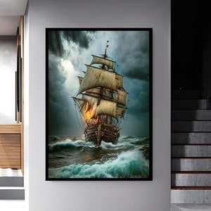 Sailing Ship Print On Canvas, Modern Wall Art, Canvas Wall Set, Large Wall  Art,Pirate Ship Painting, Large Framed Canvas