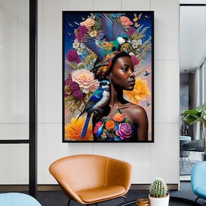 African Woman Wall Art /African Woman Canvas Print / African American Home Decor /African Wall Decor /Black Woman Make Up Home Decor