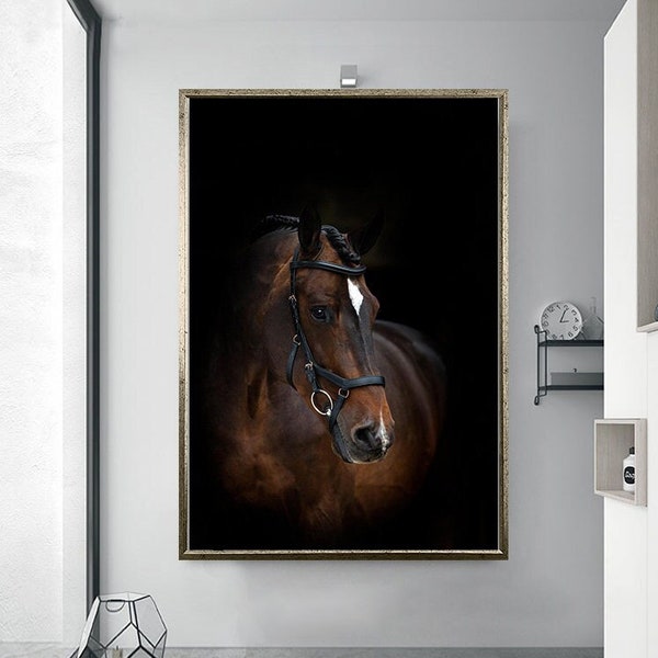 Brown Horse Canvas Wall Art, Coffee Horses Canvas Print, Large Horse Poster, Animal Canvas Art,Modern Home Decors, Farmhouse Home Wall Decor