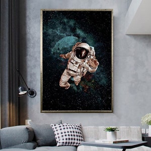 Flying Astronaut canvas wall art, Astronaut Poster Print, Astronaut Canvas print, Garden Delight Art,modern decor,canvas print ready to hang