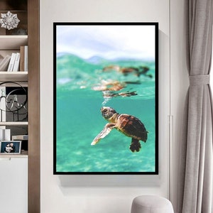 Sea Turtle Swimming Turtle Pictures Turtle Print, Canvas Wall Art Canvas Design, Home Decor Ready To Hang