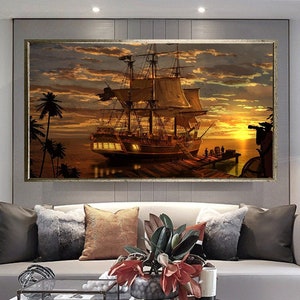 warship Canvas wall art, Home and Office Decoration, Sailing Ship Canvas print, Ship Canvas print, ready to hang canvas print