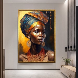 African Woman Wall Art ,African Woman Canvas Print,African American Home Decor ,African Wall Decor ,Black Woman Makeup Home Decor