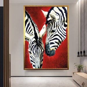 Zebra and baby zebra Canvas Wall Art, graffiti Zebra Wall Art, Gift Black and White Zebra decor, canvas print ready to hang