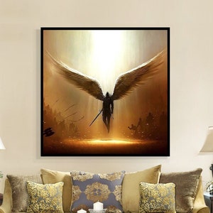 Archangel Canvas Wall Art, Warrior Angel Canvas Wall Art, Popular Canvas Wall Art, Angel Canvas Wall Art Michael Angel Canvas Paint