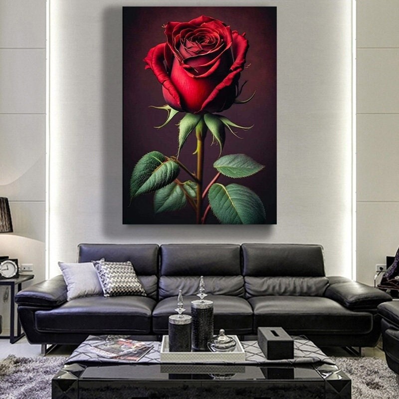 Red Rose Wall Decor Red Rose Canvas Print Red Rose Close up Etsy