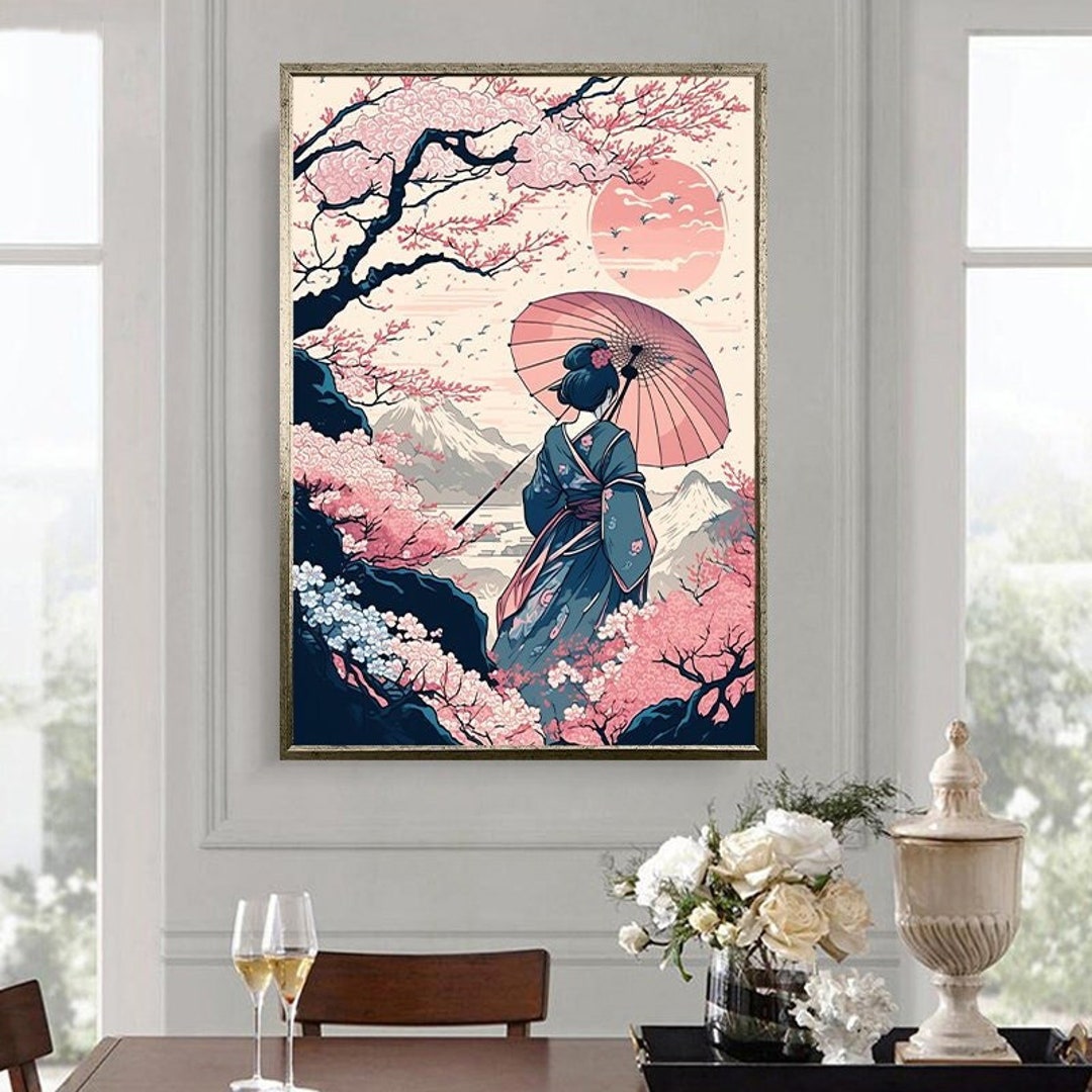 Japanese Woman in Kimono Canvas Print, Woman Wall Art, Canvas ...