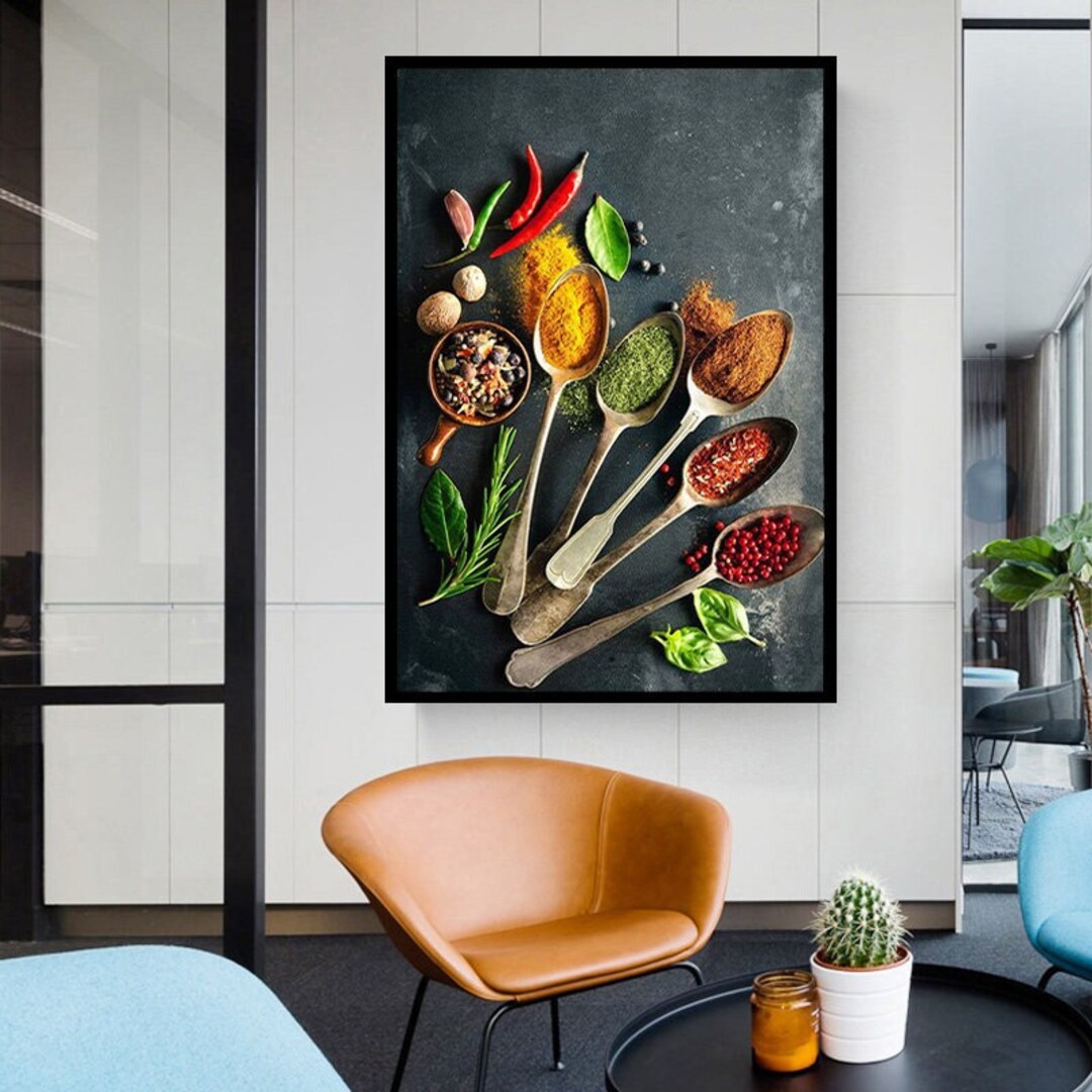 3 panels condiments in the kitchen wall art canvas... Spices Canvas Print Kitchen Wall Decor, Cooking Gifts, Multi-panel ...