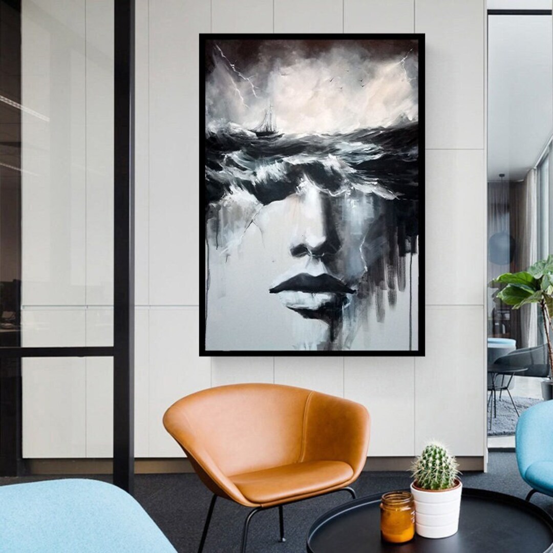 Surreal Woman Canvas Wall Art Woman's Face Canvas Print Etsy Canada