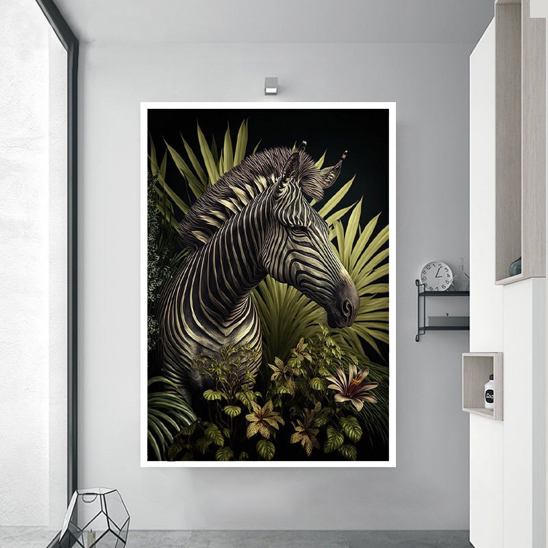 Zebra Canvas Wall Art Large Framed Zebra Print Home Decor Etsy