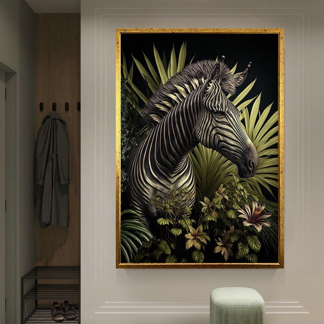 Zebra Canvas Wall Art Large Framed Zebra Print Home Decor Etsy