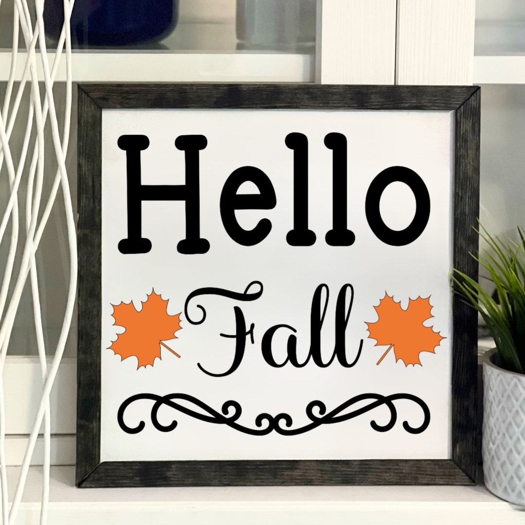Hello Fall, Fall, Framed Wooden Sign, Handmade - Etsy