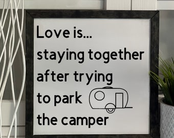 Love Camping, Framed Wooden Sign, Handmade