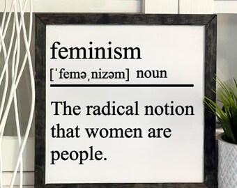 Feminism Definition, Office Decor, Support Women's rights, Framed, Wooden Sign, Handmade
