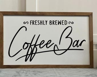 Coffee Bar, Framed Wooden Sign, Handmade