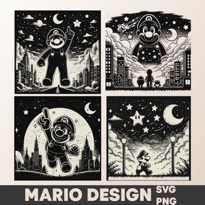 Pacchetto Super Mario SVG, Mario PNG, Luigi SVG, Clipart carino Super Mario, PNG Super Mario, File digitali, File di taglio per Cricut