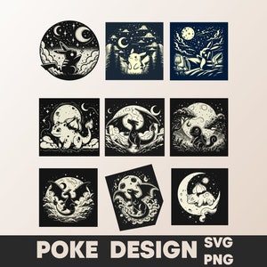 Pokemon SVG Bundle, Animals SVG Outline, Pokemon png Bundle, Animals png bundle, gift for boyfriend, Cartoon SVG Bundle, Digital prints
