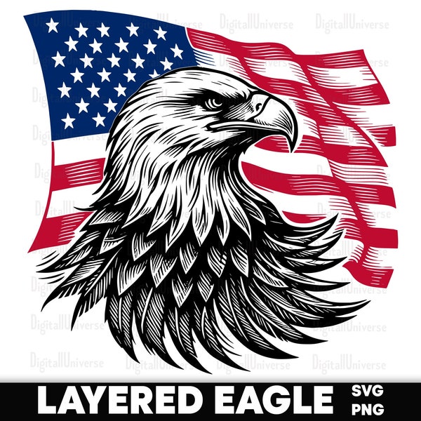 Eagle Svg, Eagle With American Flag Svg, Eagle Through Flag Svg, Outline Eagle PNG, eagle shirt png, 4th of July Svg, USA Patriotic Svg