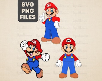Super mario SVG bundle, Super Mario Clipart, Mario png, Digital files, Instant Download, Files for Cricut