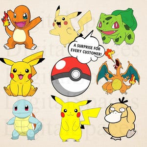 Paquete SVG de Pokémon, paquete SVG de animales, Pokémon PNG, Pikachu SVG, paquete SVG de dibujos animados, clipart de animales, clipart de dibujos animados, regalo de cumpleaños para bebé