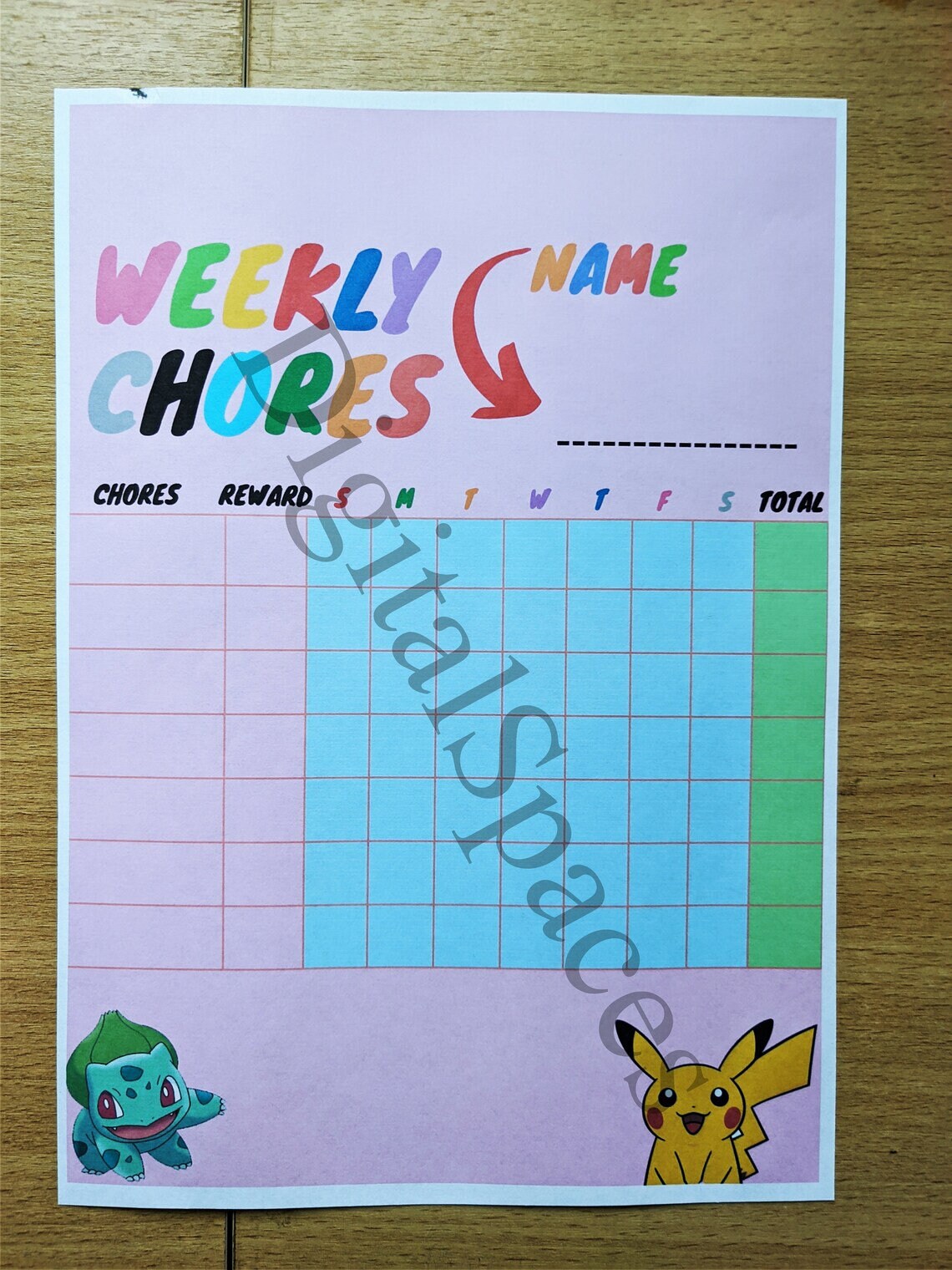 Chore Chart For Kids Printable Chore Chart Kids Chore Chart Etsy