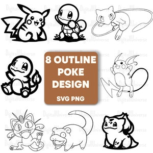 Pokemon SVG Bundle, Animals SVG Outline files, animals png set, Halloween shirt png, Cartoon Clip Art, Cartoon SVG Bundle, animals clipart