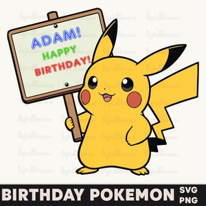 SVG Pokémon pour cricut, cadeau d'anniversaire personnalisé pour garçon, Pokémon PNG en couches, cadeau d'anniversaire personnalisé pour bébé, cadeau pour petit ami