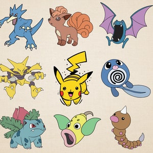 Ensemble SVG Pokemon, animaux SVG, Pokemons PNG, lot de svg en couches, animaux png, clipart dessin animé, dessin animé svg, fichiers svg pour cricut