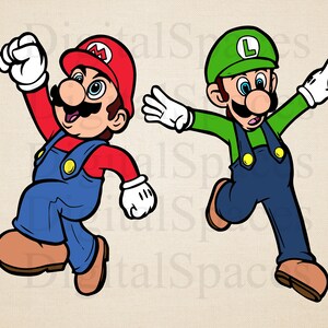 Pacchetto Super Mario SVG, Luigi SVG, Super Mario Clipart, File digitali, Download istantaneo, Taglia file per Cricut, disegni di sublimazione