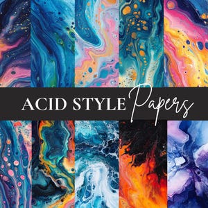 Acid Digital Paper Pack – 43 Trippy Abstract Patterns, Psychedelic Backgrounds, Vibrant Printable Papers for Scrapbooking and Collage Art